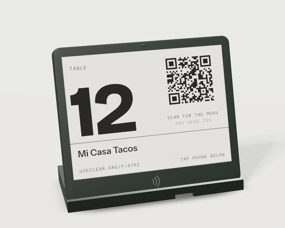 A Clear Point at table 12, showing the number and the menu code