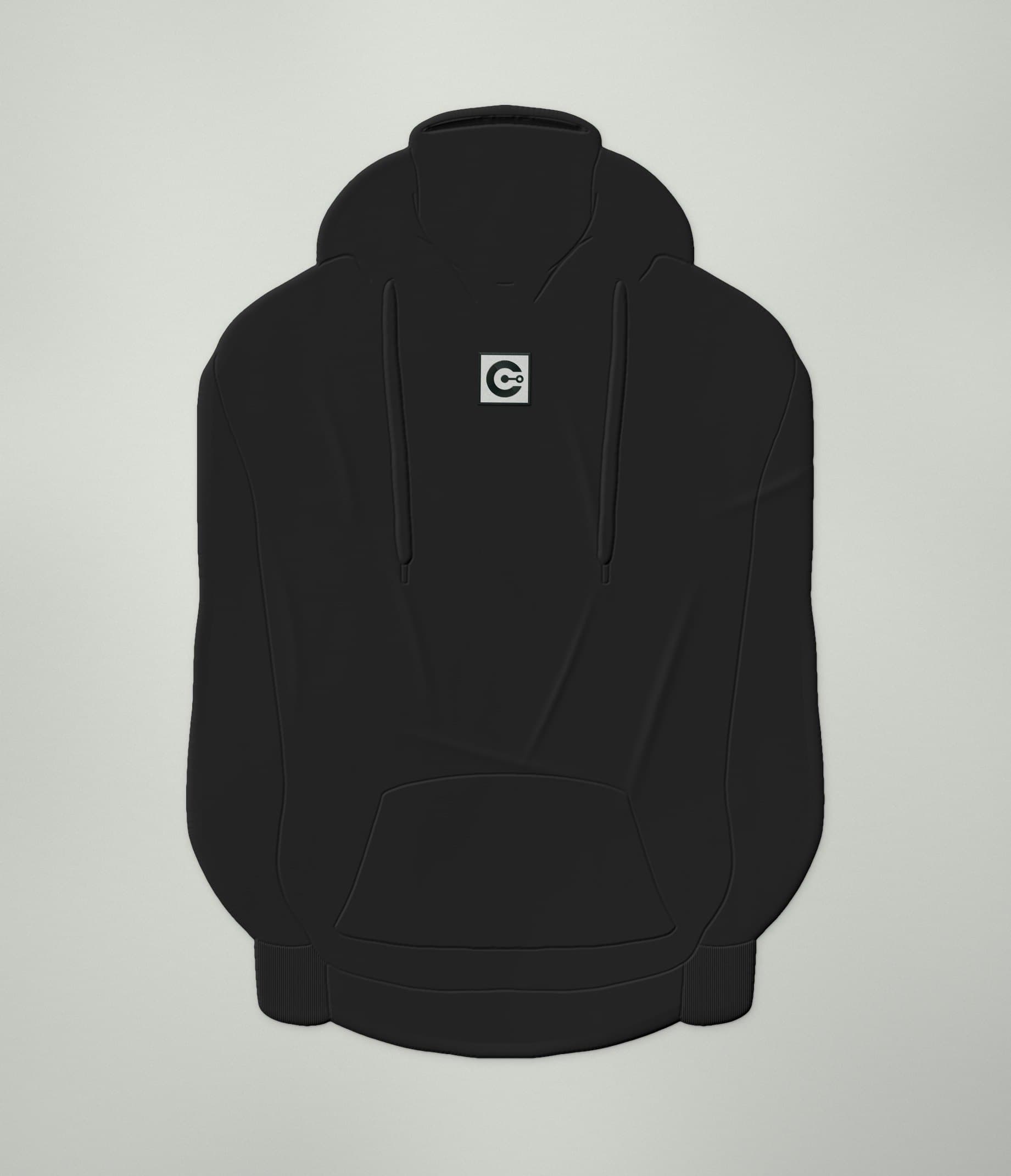 A mockup of the black Logo Hoodie